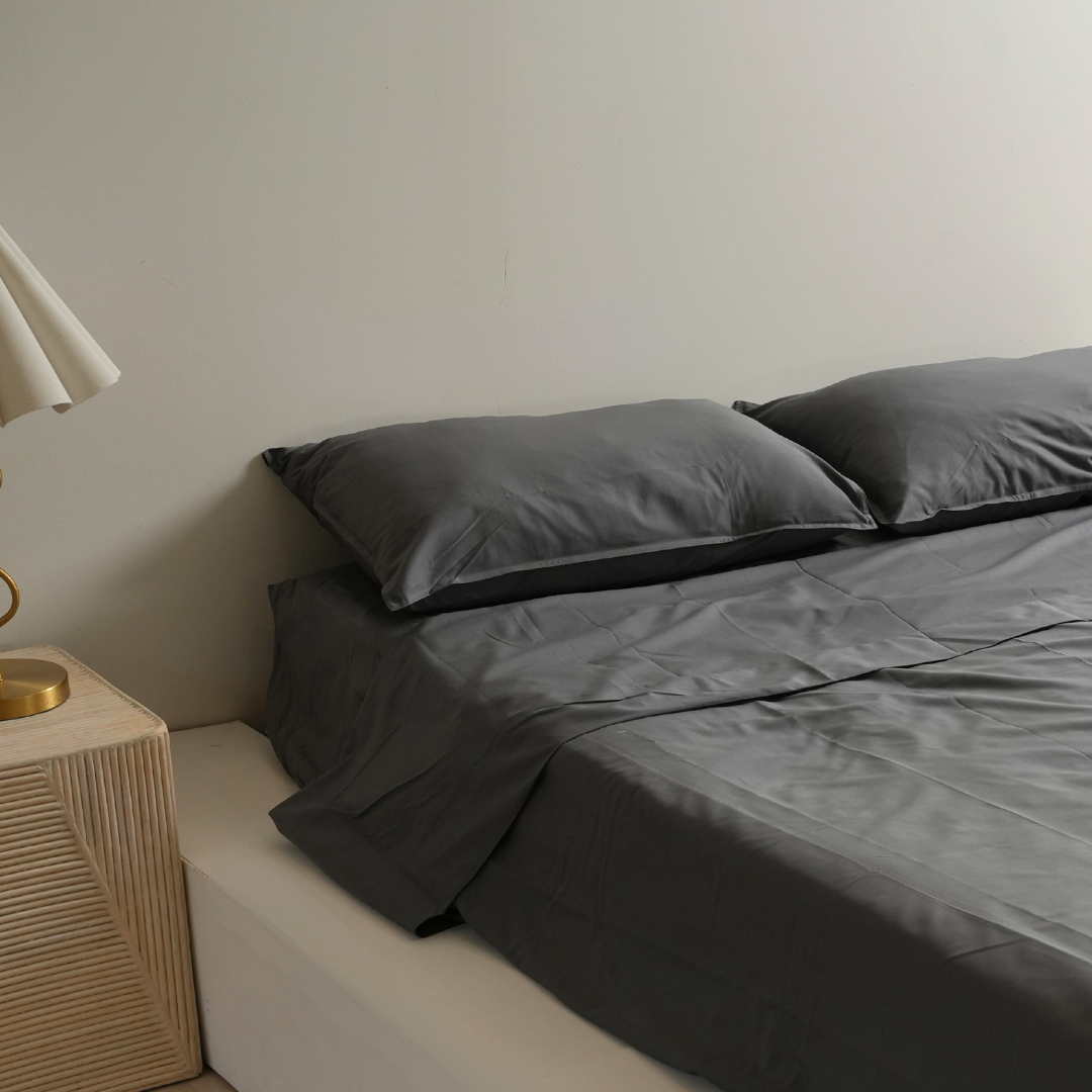 100% cotton soft luxe 500tc sheet set in shadow grey