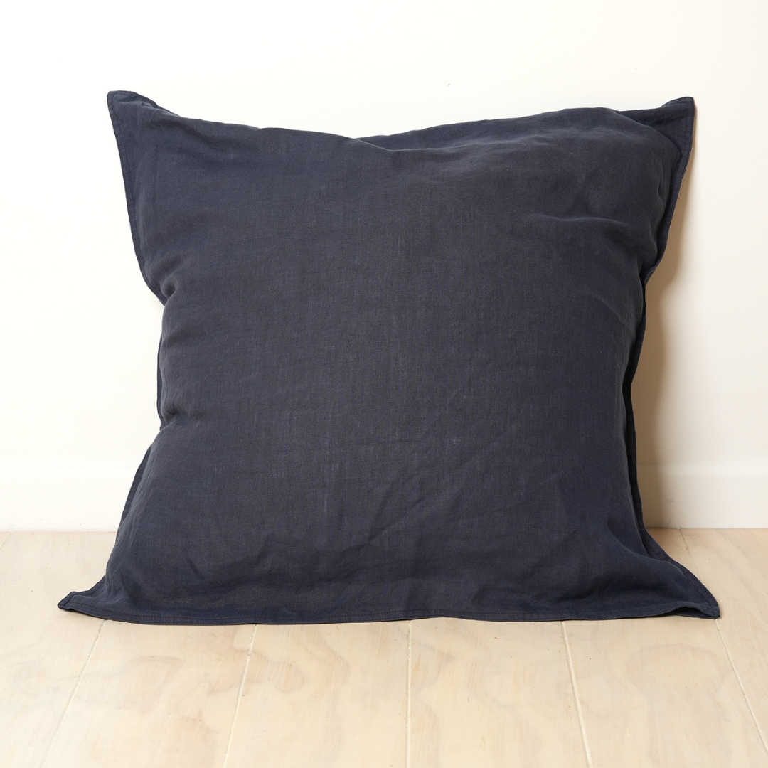 100% french flax linen euro pillowcase in midnight