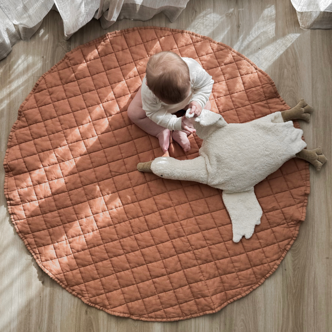 100% french flax linen playmat in hazelnut