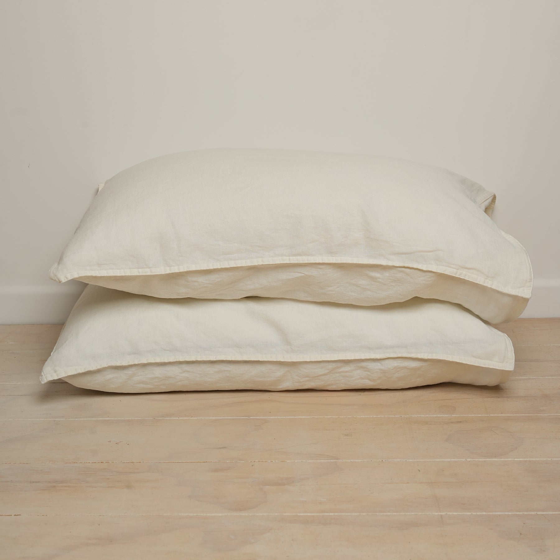 100% french linen pillowcase pair in milk