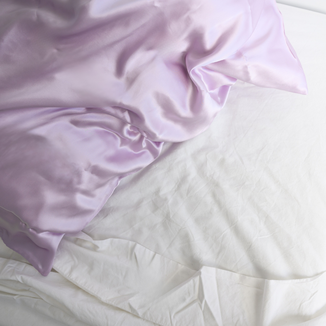 100% pure silk pillowcase in light lilac