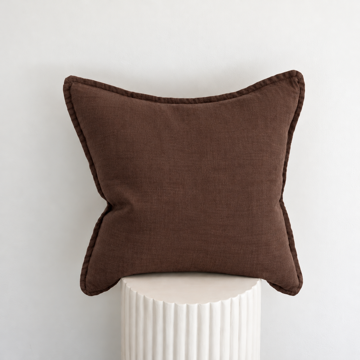 100% Belgium Linen Vintage Washed Cushion- Feather Filled - Chocolate