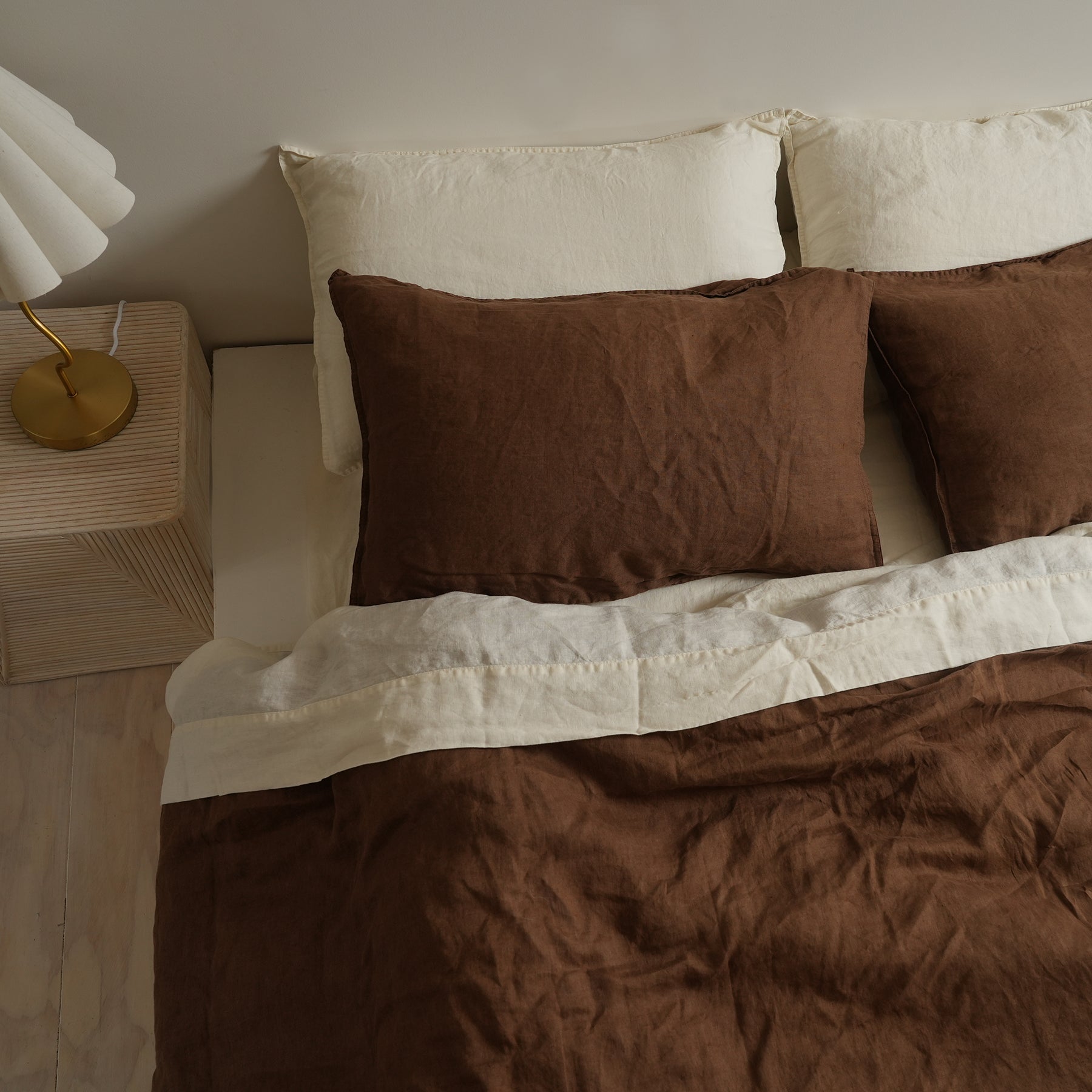 French Flax Linen Sheet set in Milk – Home Lab NZ