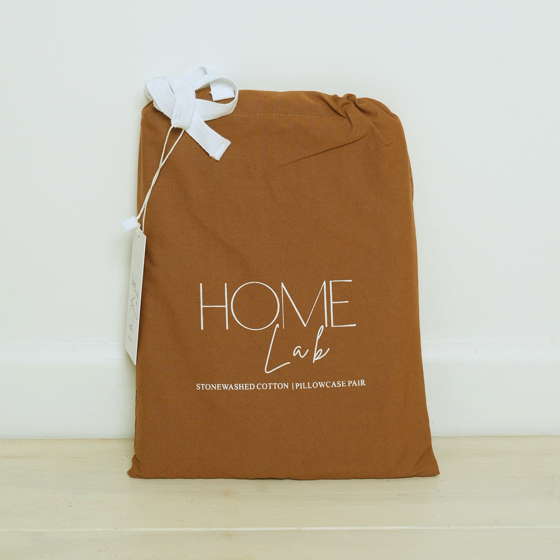 Stonewashed Cotton Pillowcase Pair in Rust – Home Lab NZ