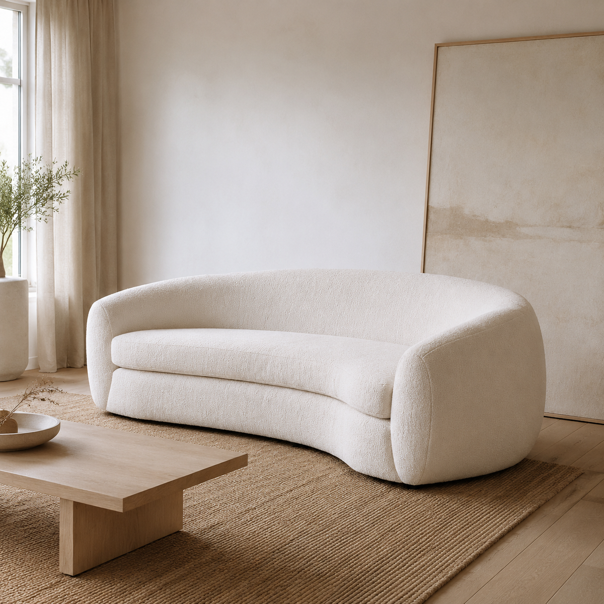 Gwen Boucle Sofa styled in a Home Lab interior — option B