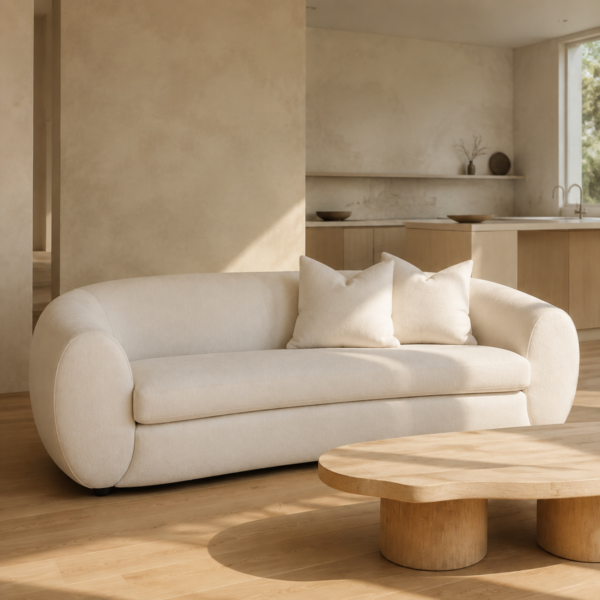 Gwen Sofa - Linen Blend styled in a Home Lab interior — option C
