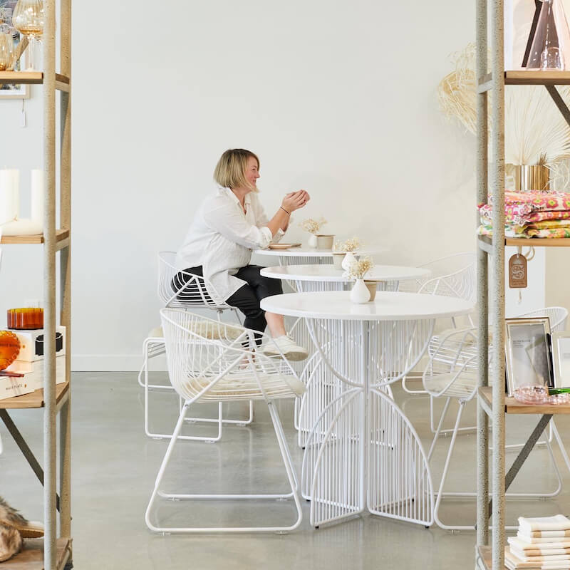 Omaha Cafe Table- White Stainless Steel