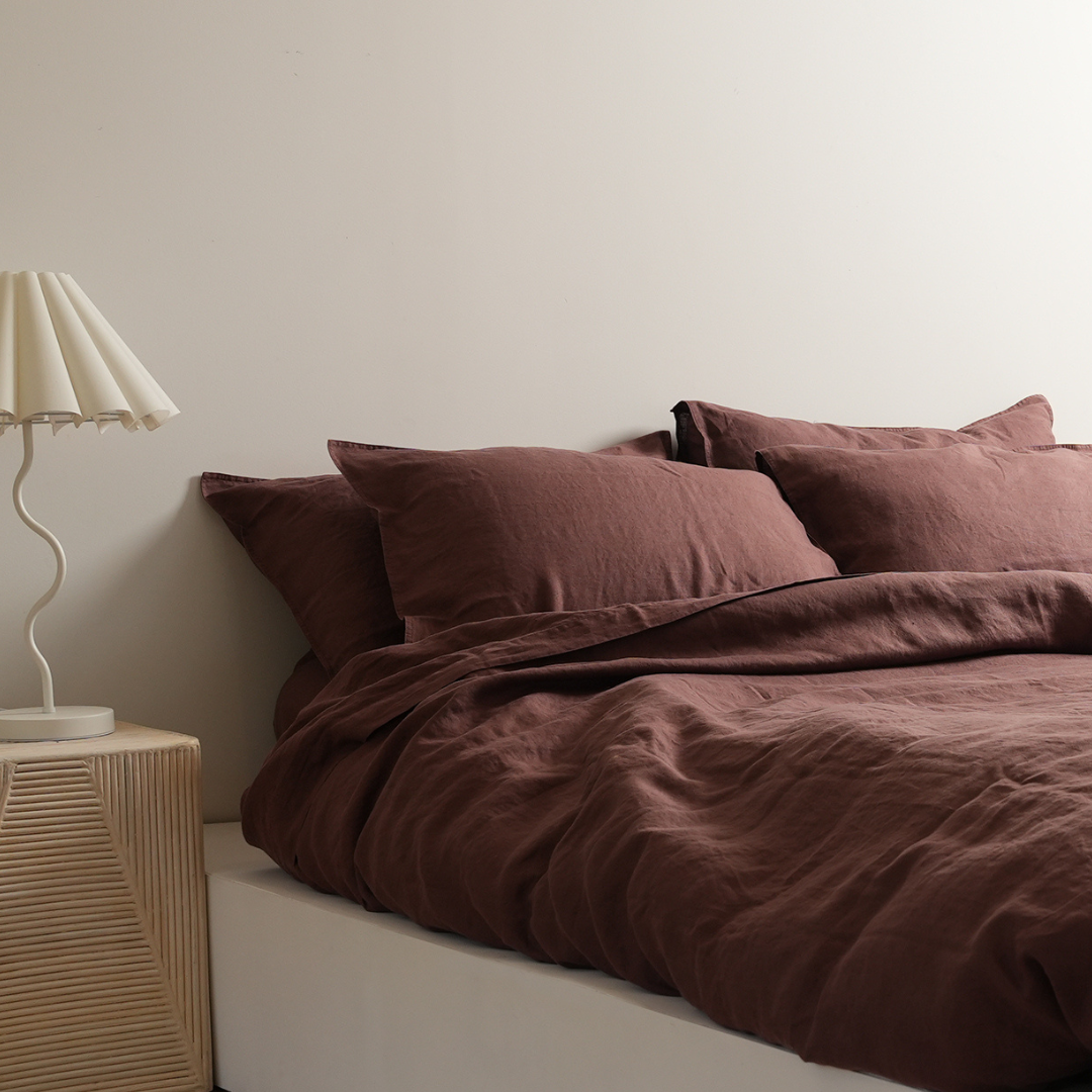 100% French Flax Linen Duvet Cover Set - Cocoa