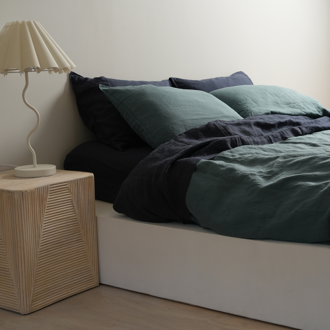100% French Flax Linen Duvet Cover Set - Lagoon