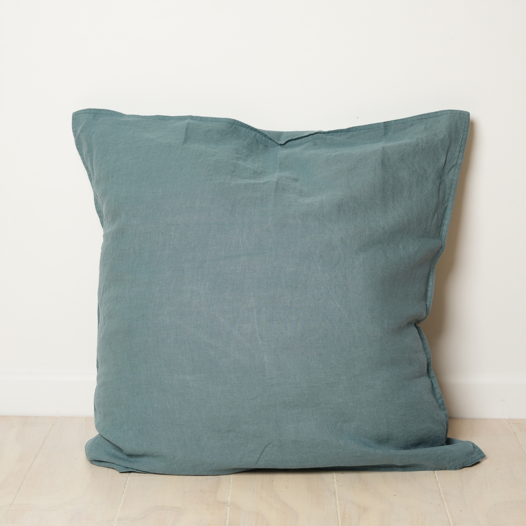 100% French Flax Linen Euro pillowcase- Lagoon