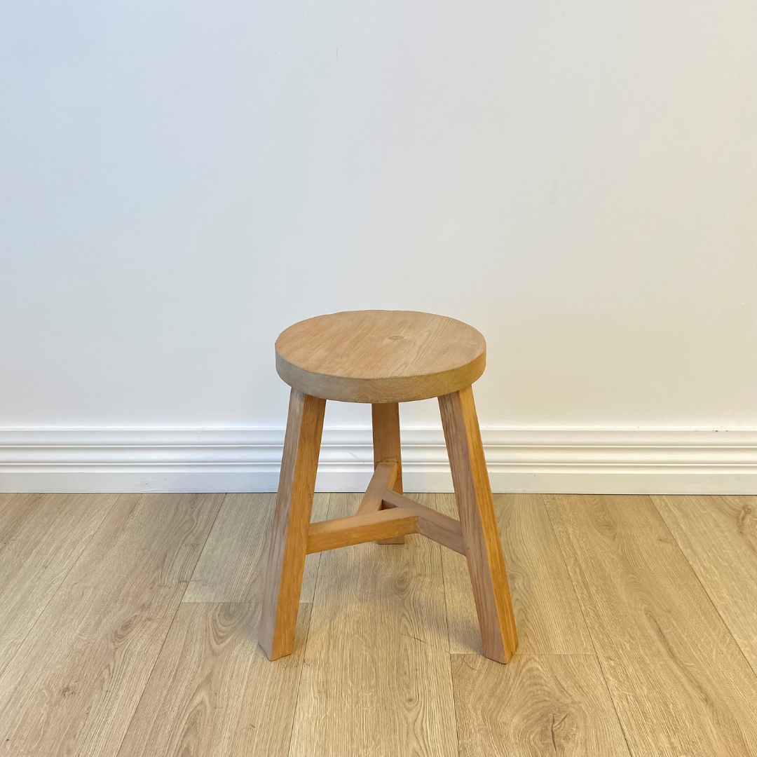 Reclaimed Wooden Tripod Stool- Natural