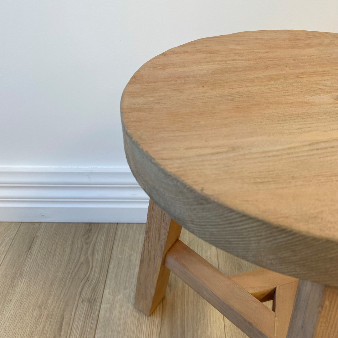 Reclaimed Wooden Tripod Stool- Natural