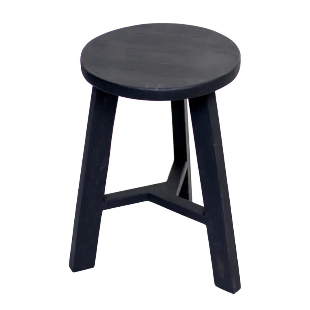 Reclaimed Teak Tripod Stool- Black