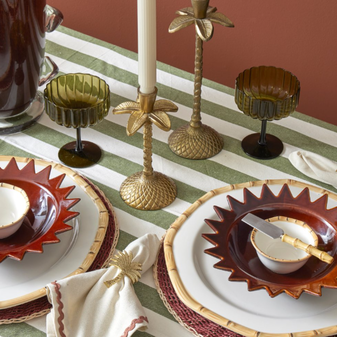 Orla Cotton Tablecloth Olive/Ivory