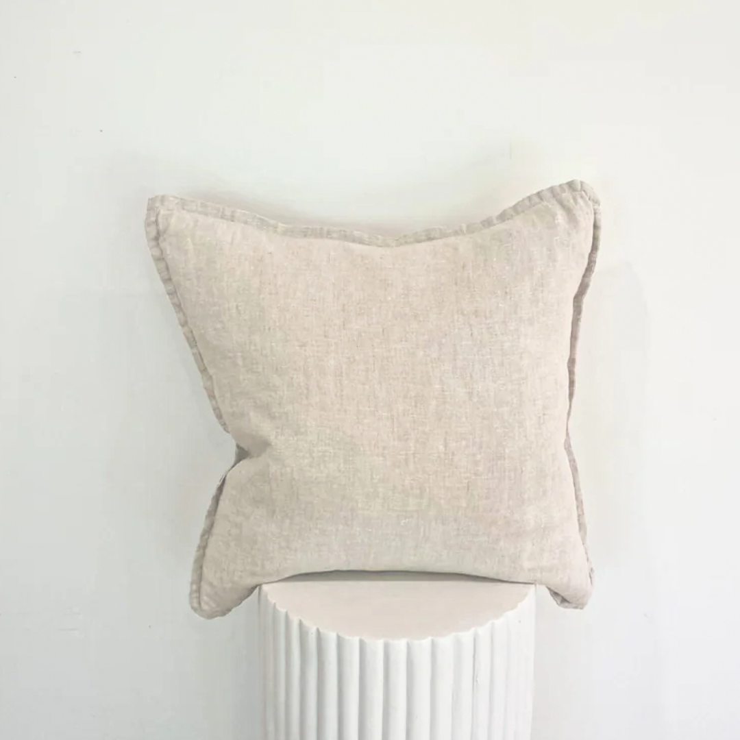 100% Belgium Linen Vintage Washed Cushion- Feather Filled - Linen