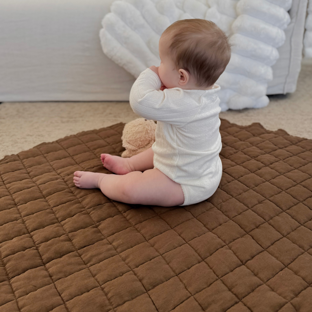 100% French Flax Linen Playmat- Mocha