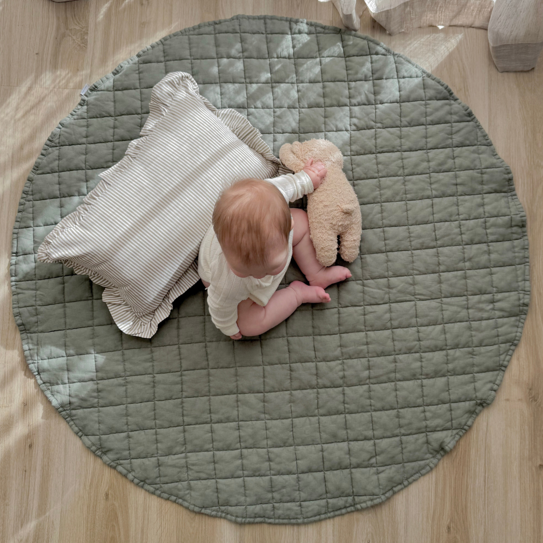 100% French Flax Linen Playmat- Lichen