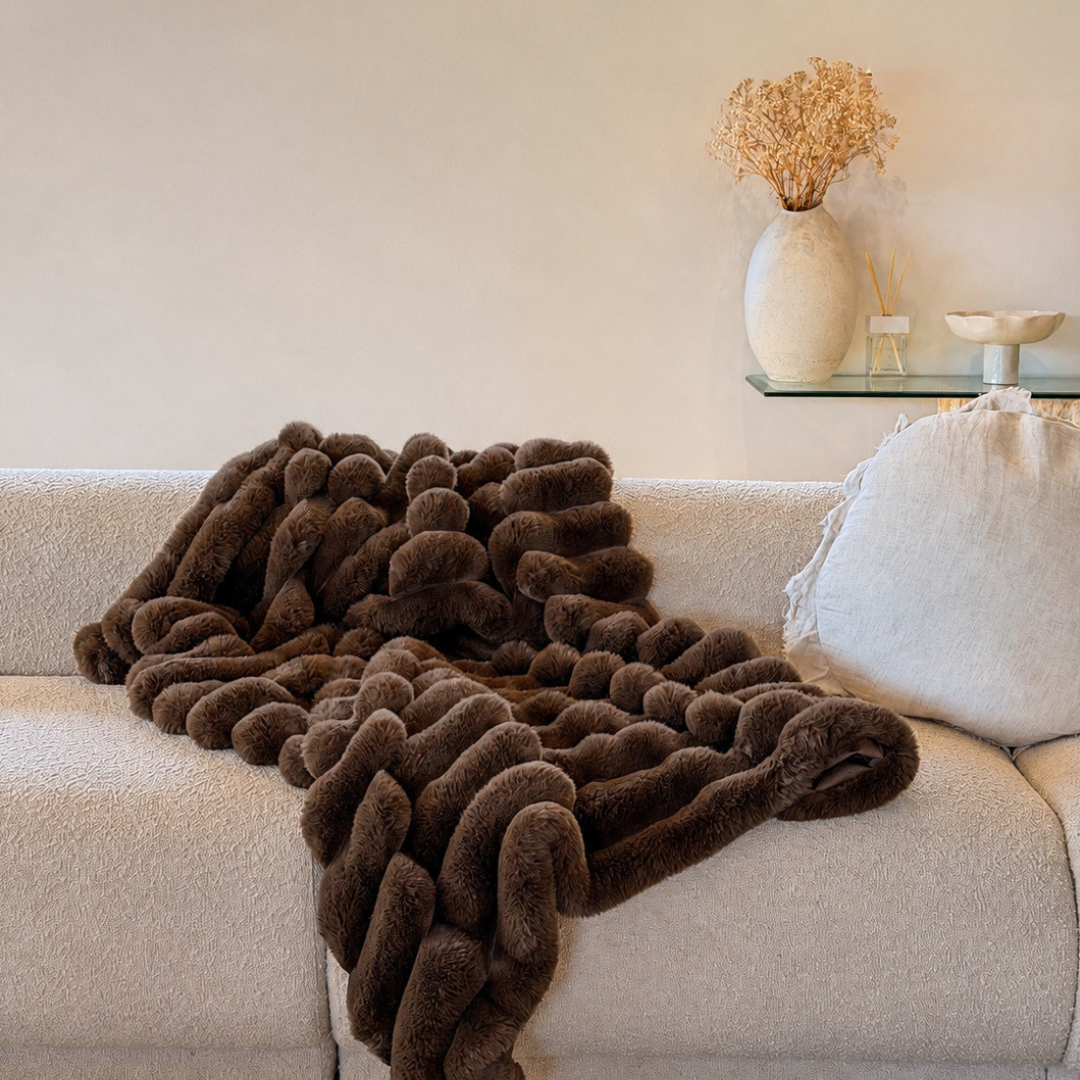 Benni Vegan Fur Throw- Chocolate