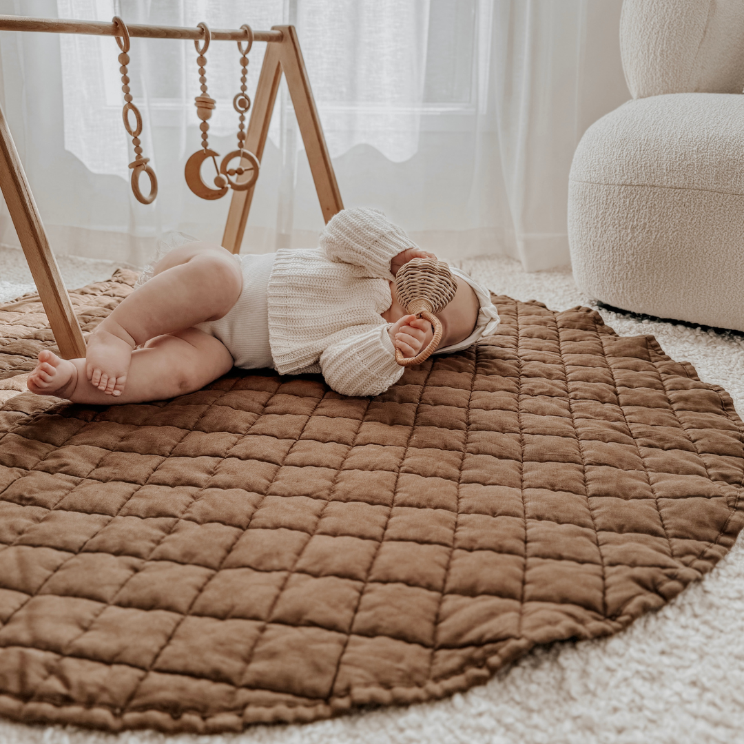 100% French Flax Linen Playmat- Mocha