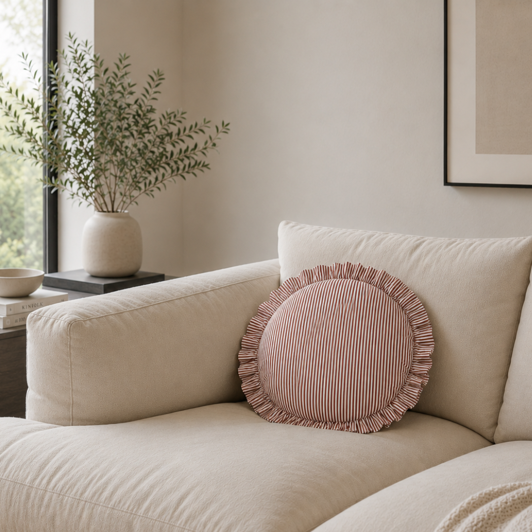 Bonny round cushion russet/ivory