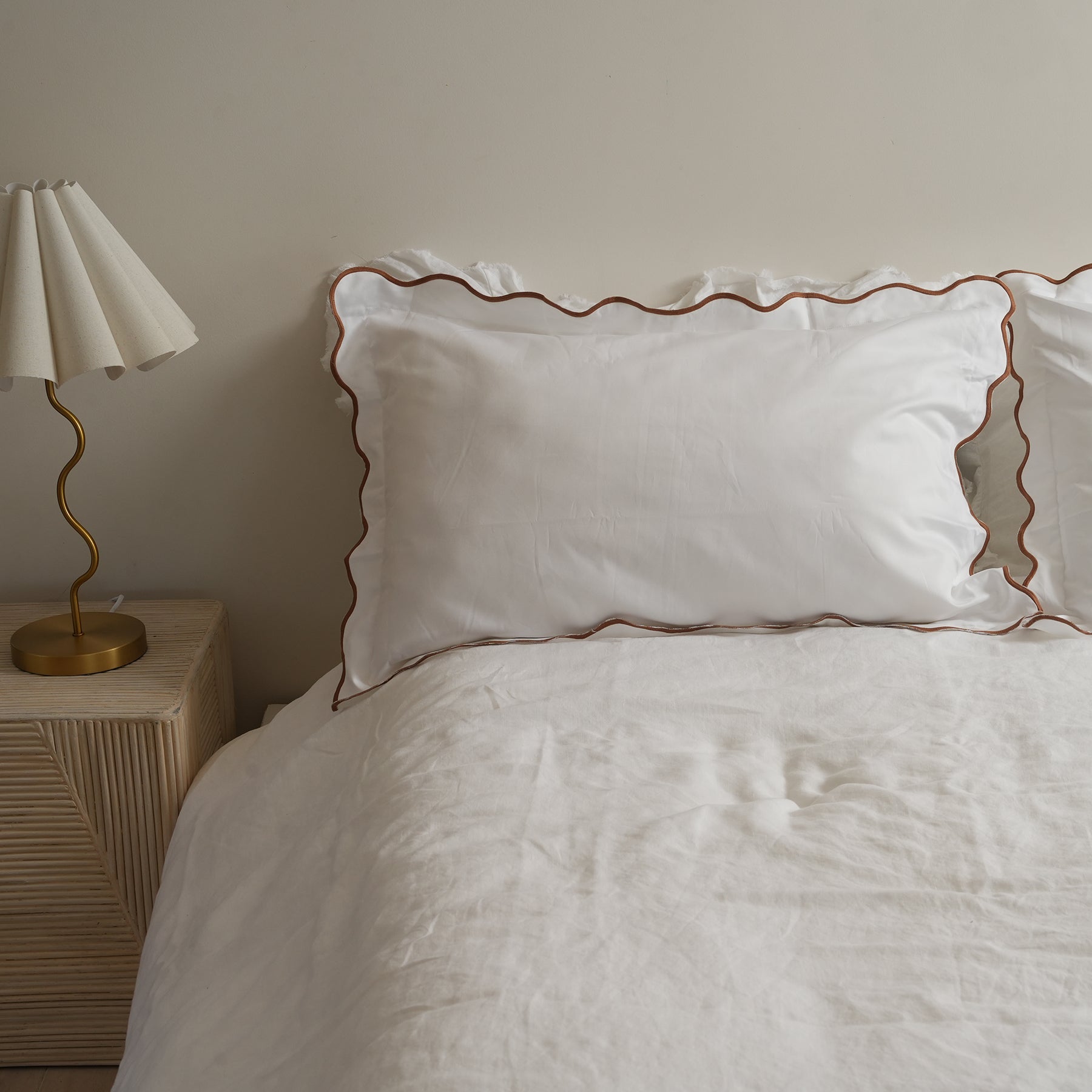 Celine pillowcase pair in ginger, styled shot