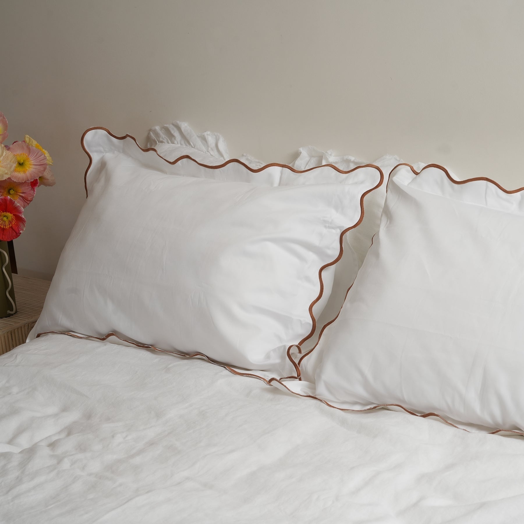 Celine pillowcase pair in ginger, side view