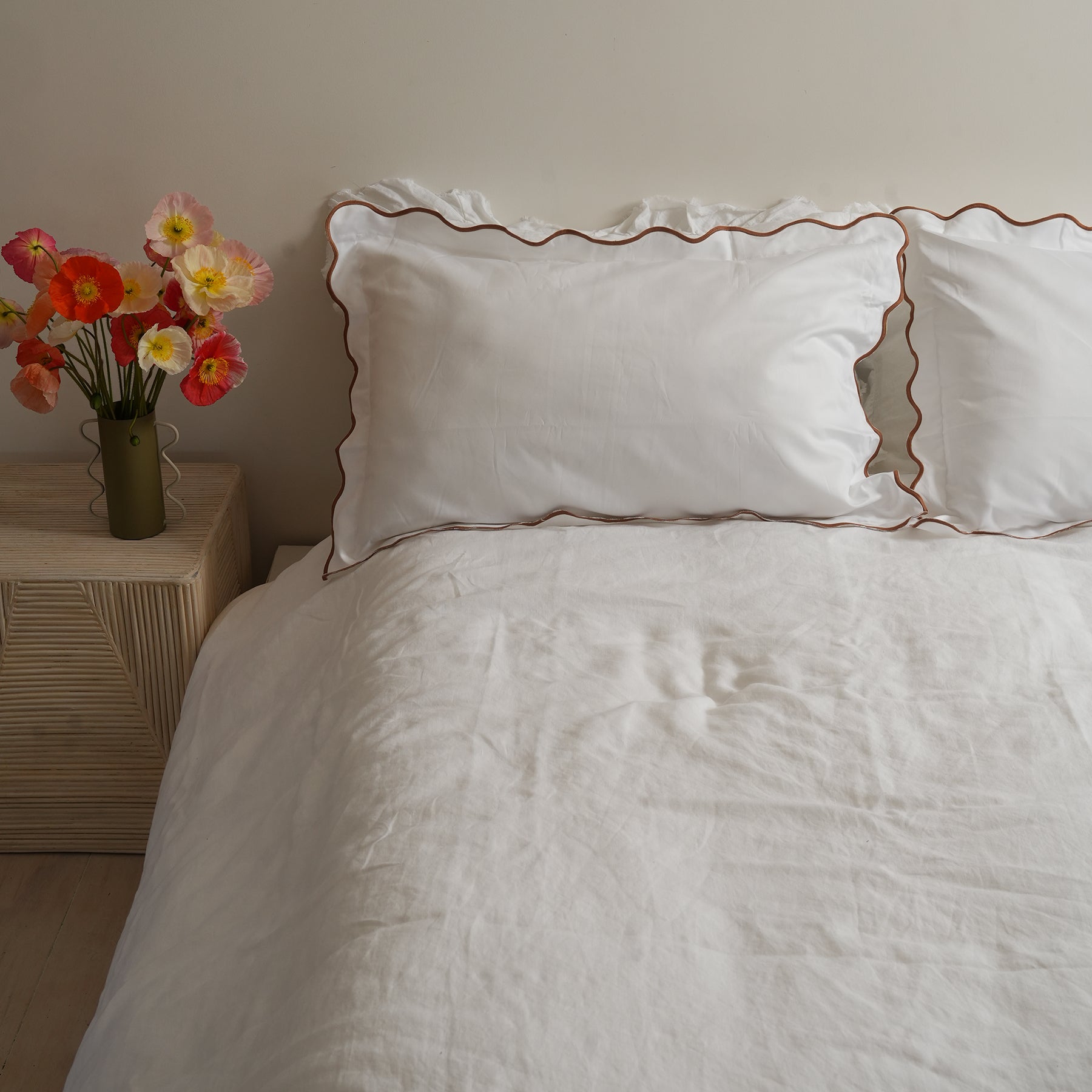 Celine pillowcase pair in ginger, alternate angle