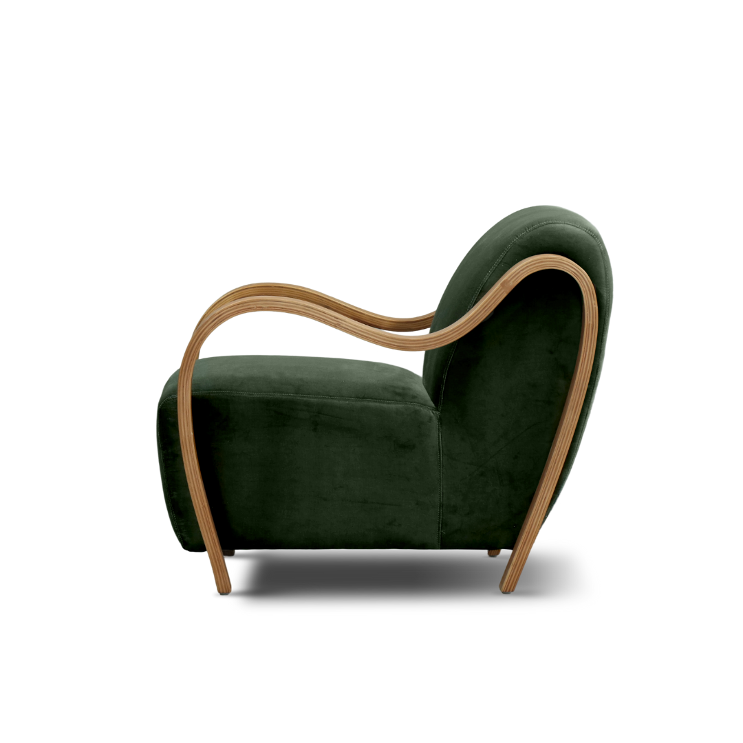 Clara accent chair olive velvet, detail view