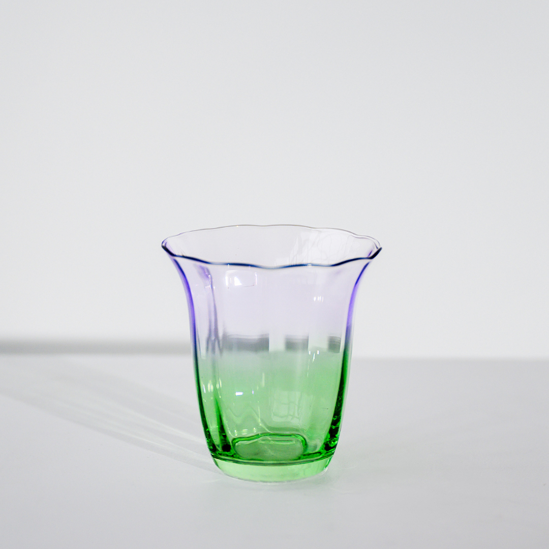 Fleur stemless glass- set of 4 in green/lilac, styled shot