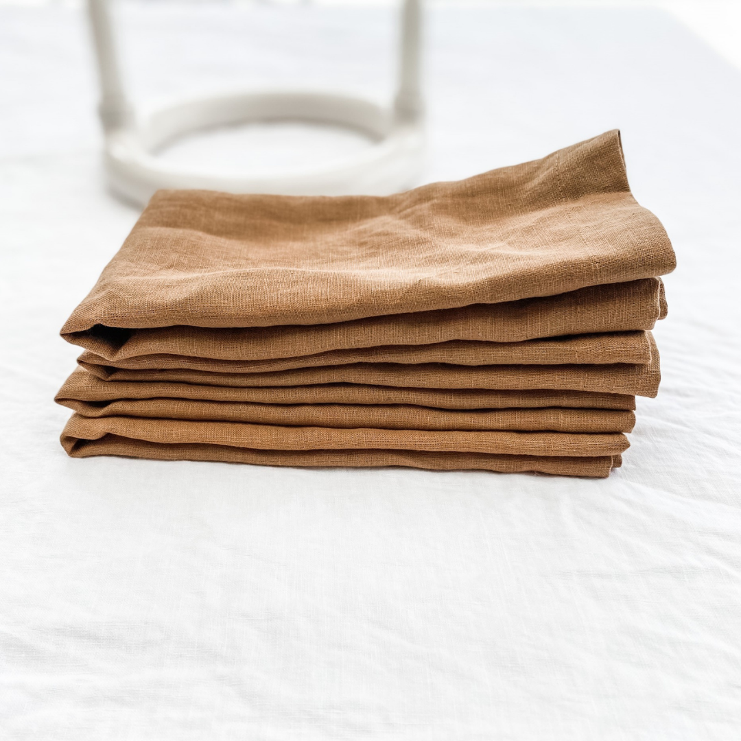 French flax linen napkin in Set Of 4 Ginger