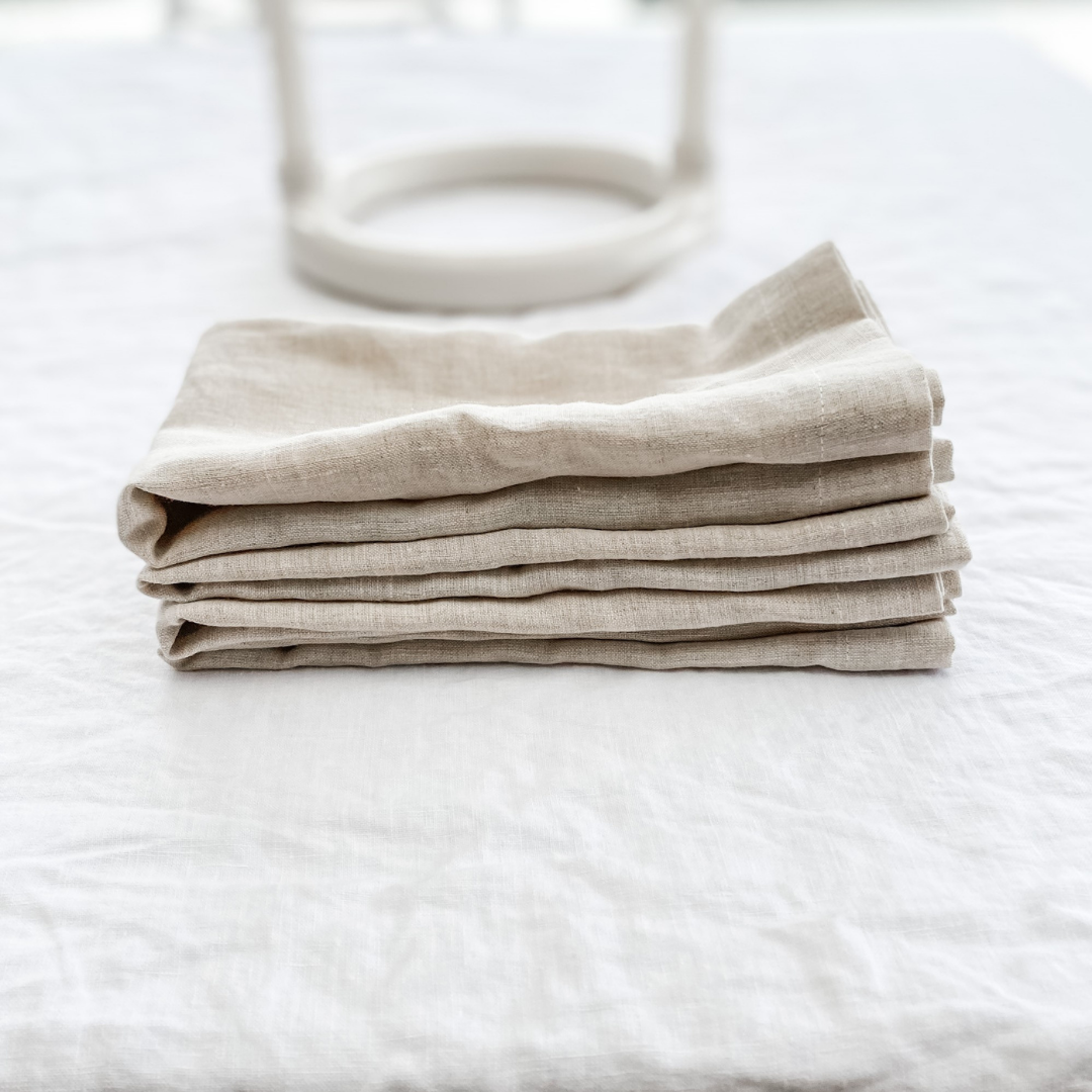 French flax linen napkin in Set Of 4 Natural Oat