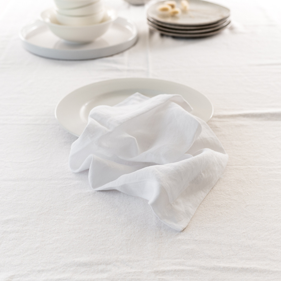 French flax linen napkin in Set Of 4 White