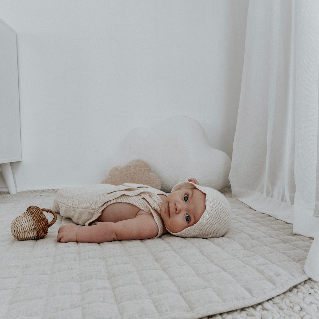French flax linen playmat in Natural Oat