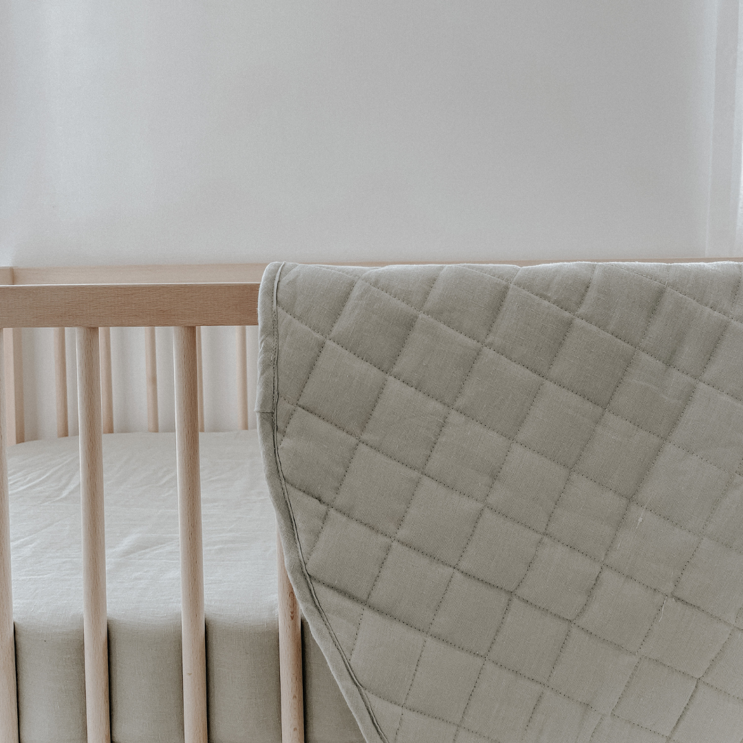 French flax linen playmat in Sage