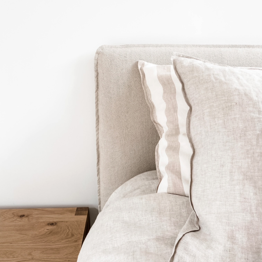 Harlow slip cover headboard in Natural