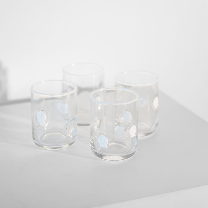 Clam Shell Icon Glass- Set of 4