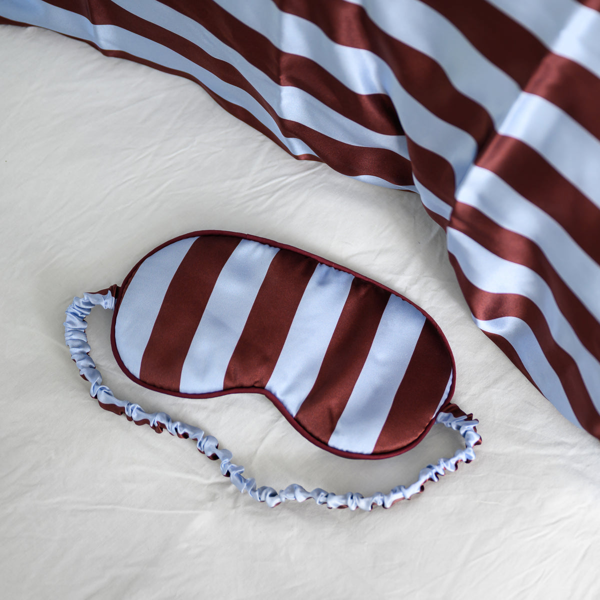 100% Pure Silk Gift Set- Cocoa and Sky Blue Stripe