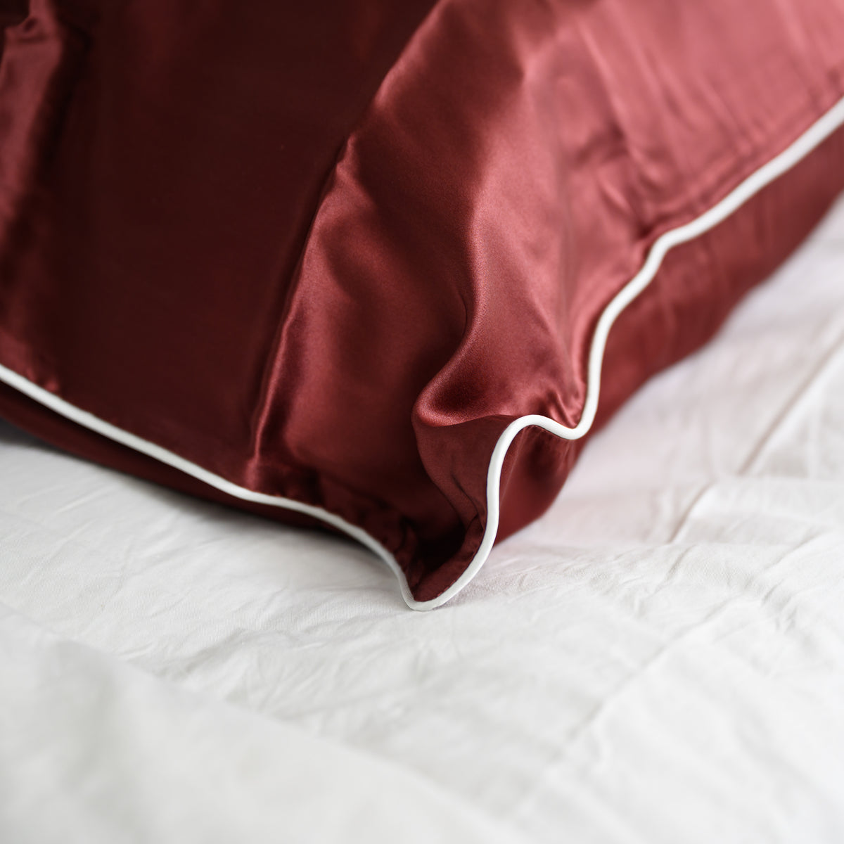 100% Pure Silk Pillowcase - Cocoa with Milk Piping