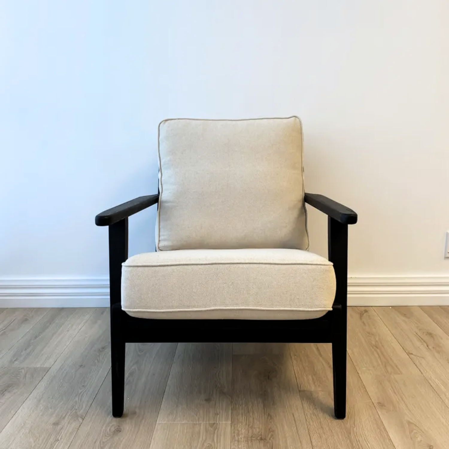Lodge occasional chair in off white/ black, alternate angle