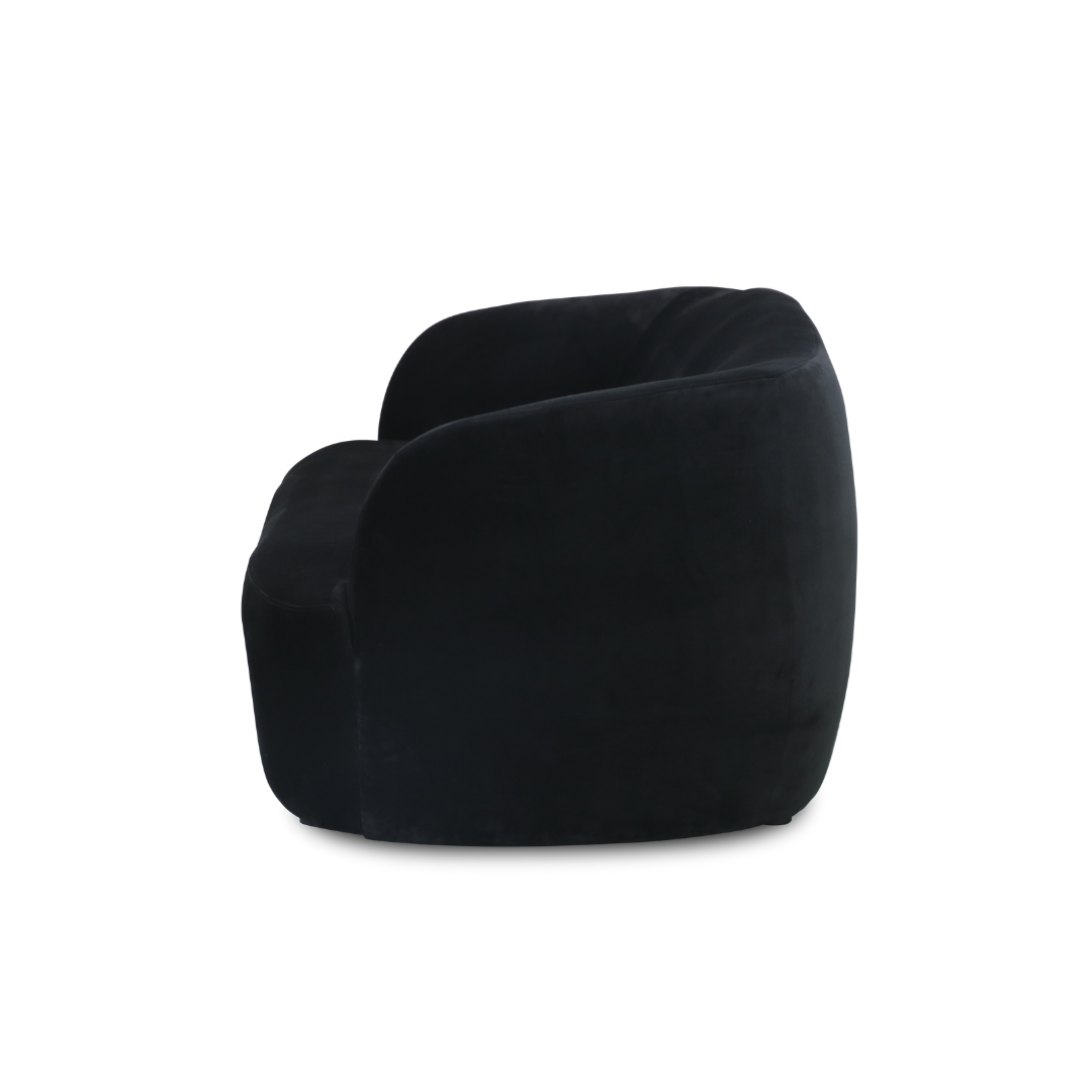 Love seat in Black side view