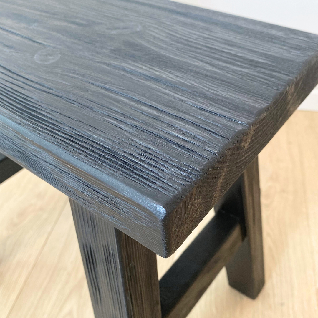 Medium reclaimed wood bench in Black close-up of fabric
