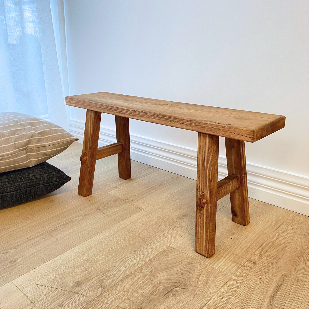 Medium reclaimed wood bench in Natural