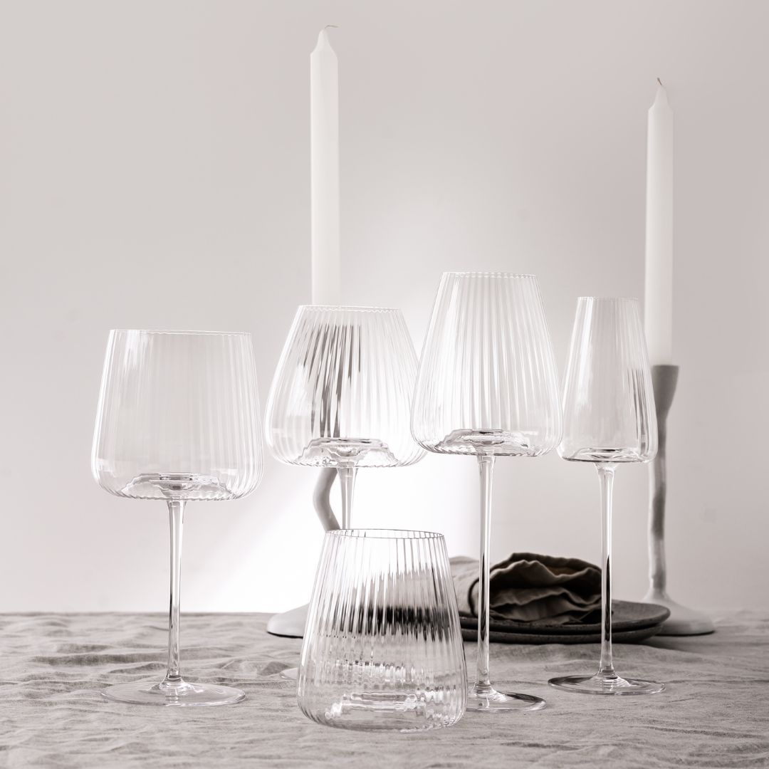 Melted crystal white wine glass in set of 4, styled shot