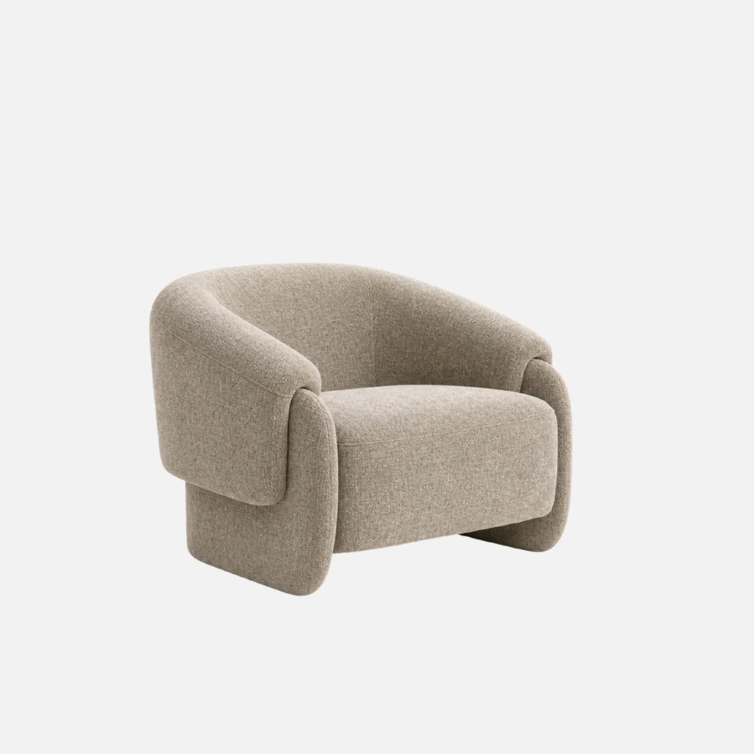 Nord chair in Sand, rounded silhouette, grounded form