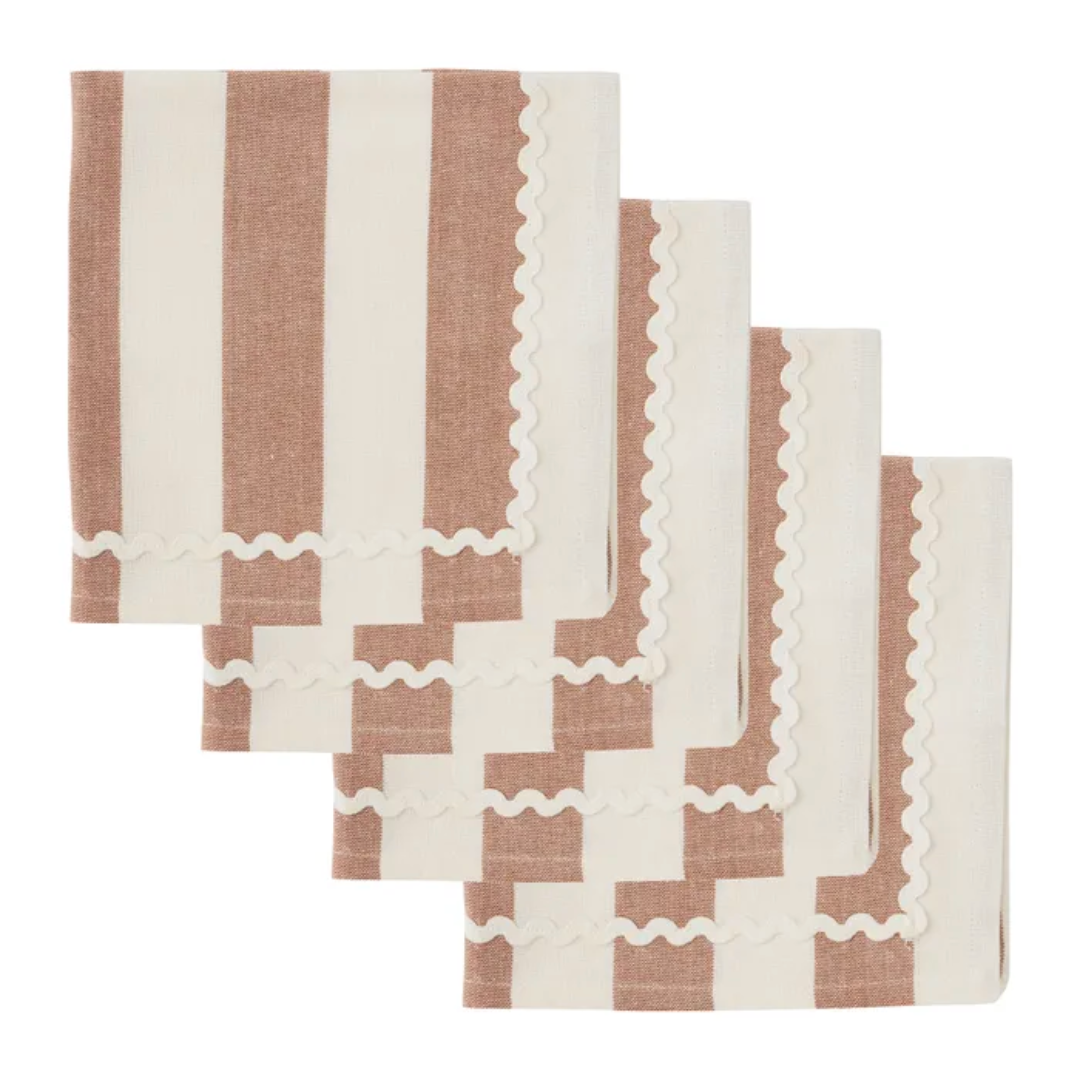 Orla s/4 cotton napkins in terracotta/ivory