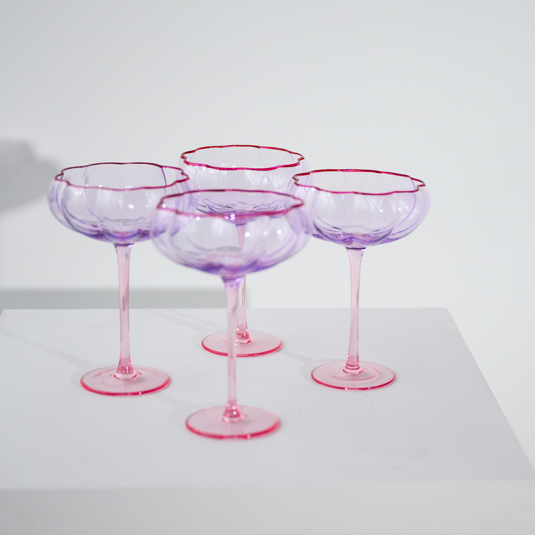 Petal cocktail glass- set of 4 in lilac/blush, styled shot
