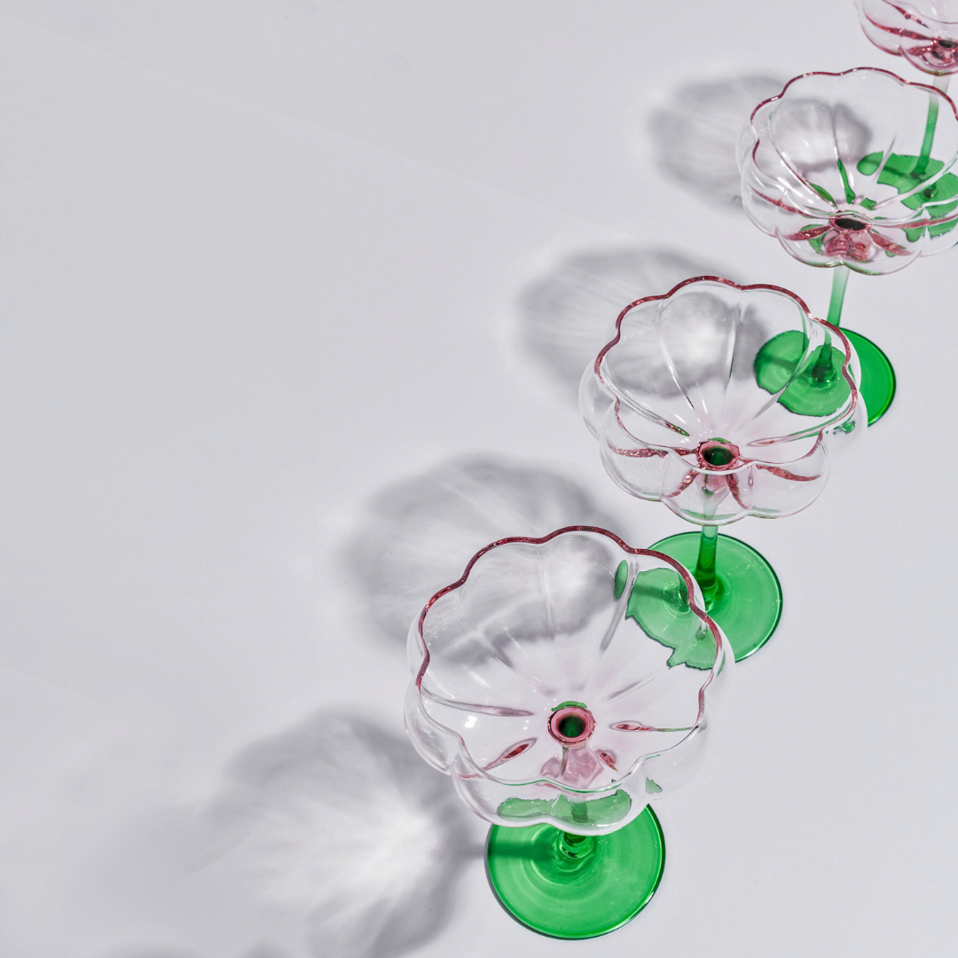 Petal cocktail glass- watermelon in set of 4, styled shot