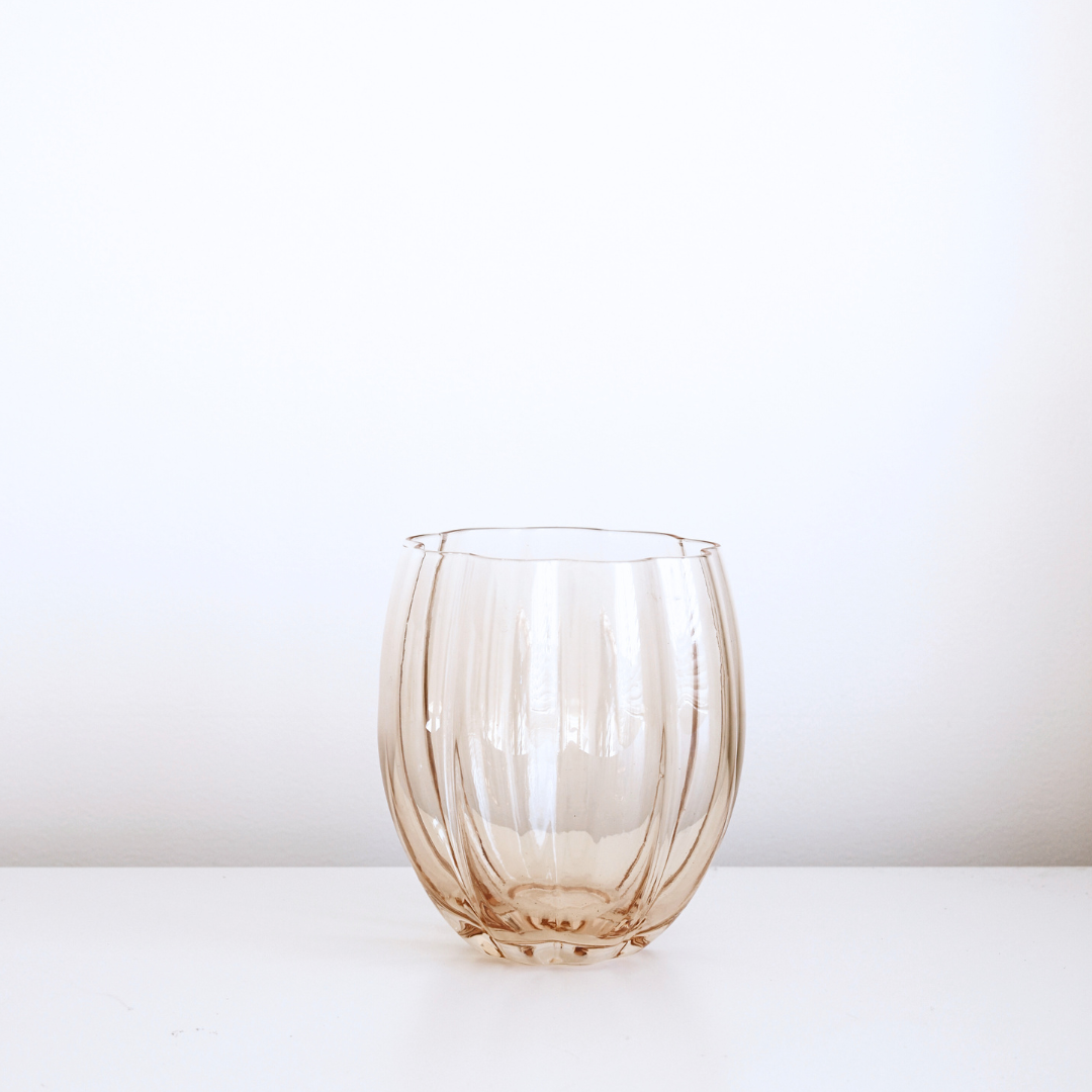 Petal stemless glass- light amber in set of 4