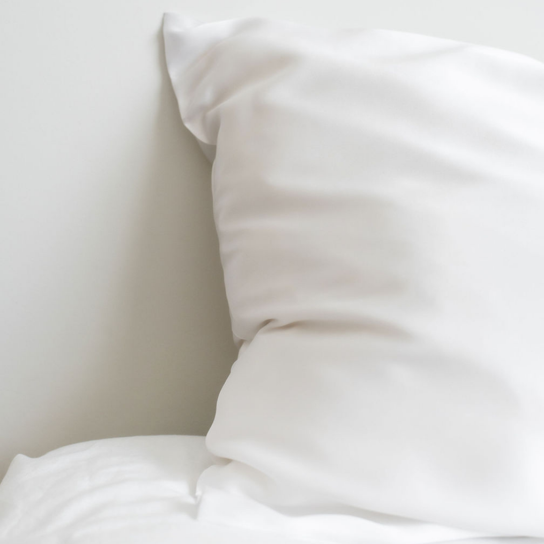 Pure silk pillowcase in Clean White side view