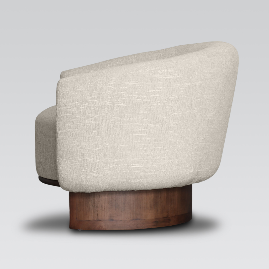 Rotterdam club chair in cream, styled shot